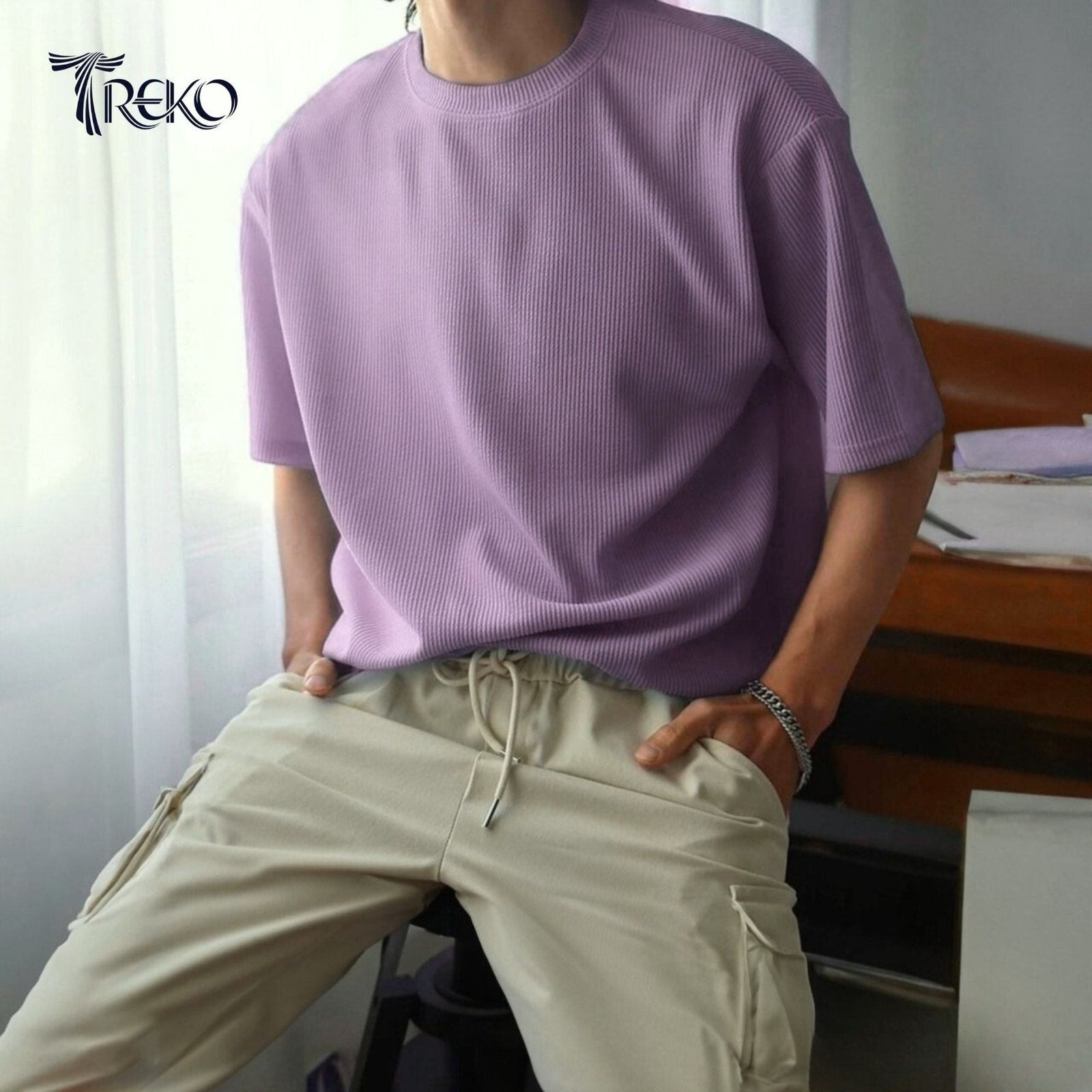 OVERSIZED DROP SHOULDER T-SHIRT – LAVENDER - Image 2