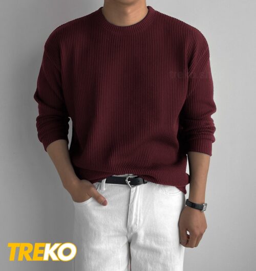 Ribbed Maroon Long sleeve t-shirt