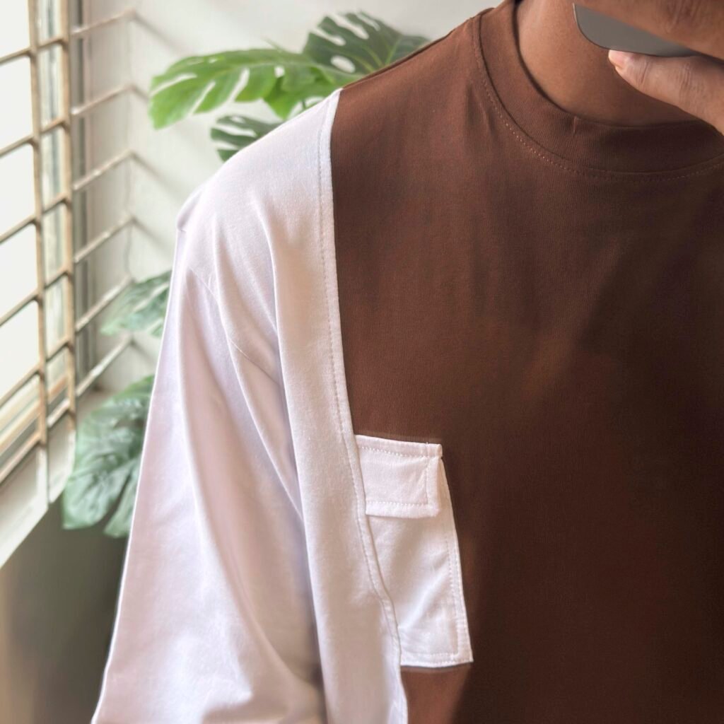 Patched Pocket Exposed Seam Oversize T-shirt main image 0