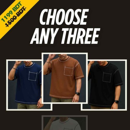 Contrast Stitch Oversized T-shirt - 3 Pieces Bundle