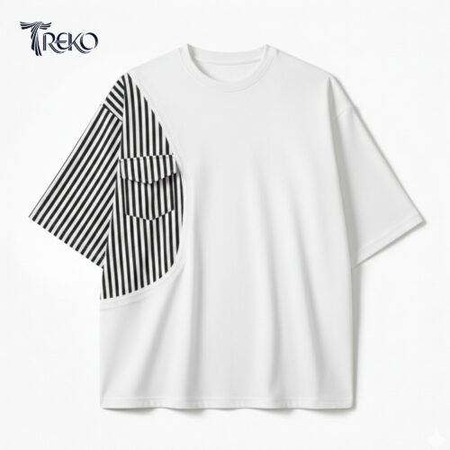 Stripe pocket Oversized T-shirt - White