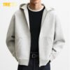 Structured Baggy Fleece Jacket - White Ash