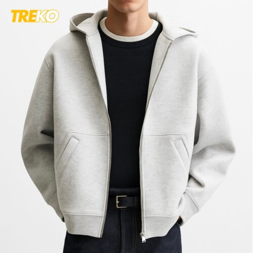 Structured Baggy Fleece Jacket - White Ash