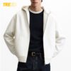 Structured Baggy Fleece Jacket - White