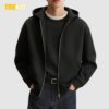 Structured Baggy Fleece Jacket - Black