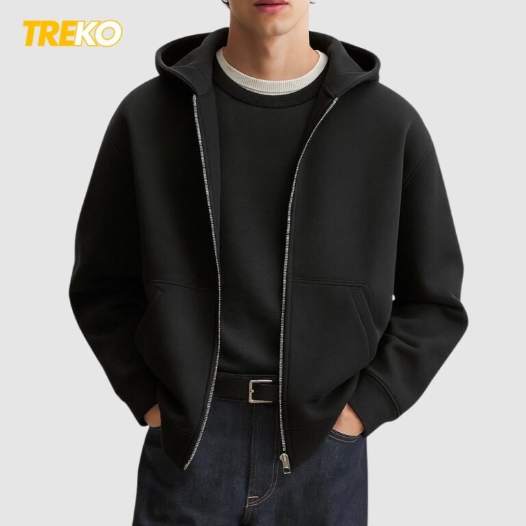Structured Winter Jacket Structured Baggy Fleece Jacket – Black – Treko