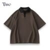 OVERSIZED WAFFLE POLO BROWN