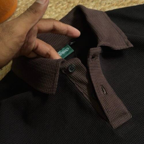 Alternative view of OVERSIZED WAFFLE POLO BLACK