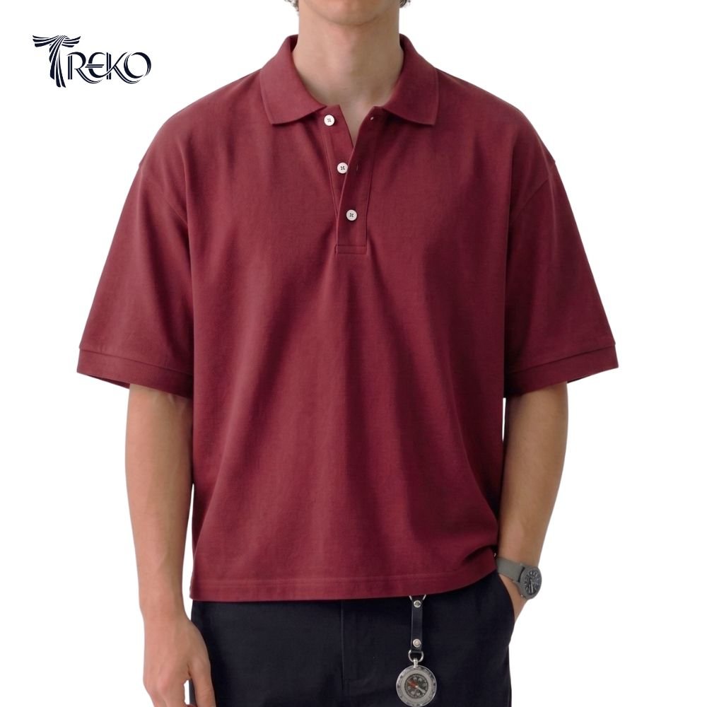 SOLID PK BOXY POLO - MAROON