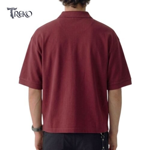 Alternative view of SOLID PK BOXY POLO - MAROON