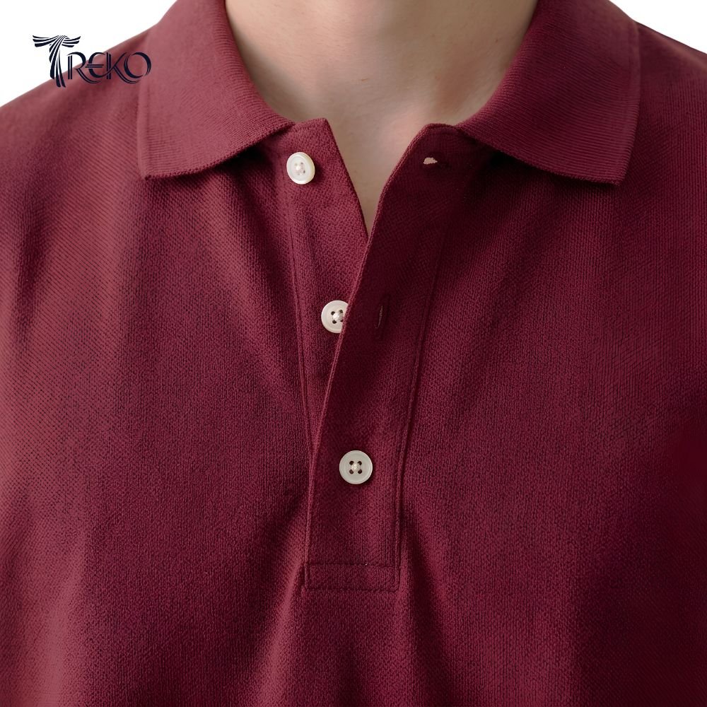 SOLID PK BOXY POLO - MAROON - Image 3