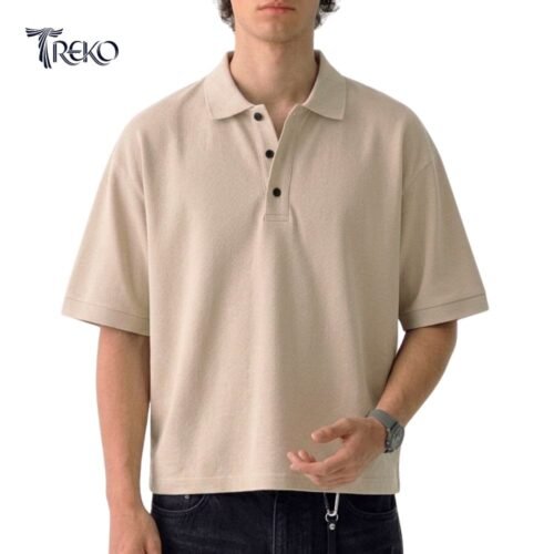 SOLID PK BOXY POLO - BEIGE