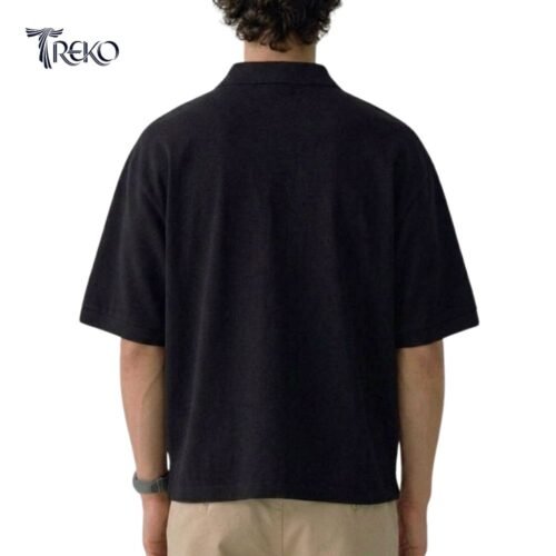 Alternative view of SOLID PK BOXY POLO - BLACK