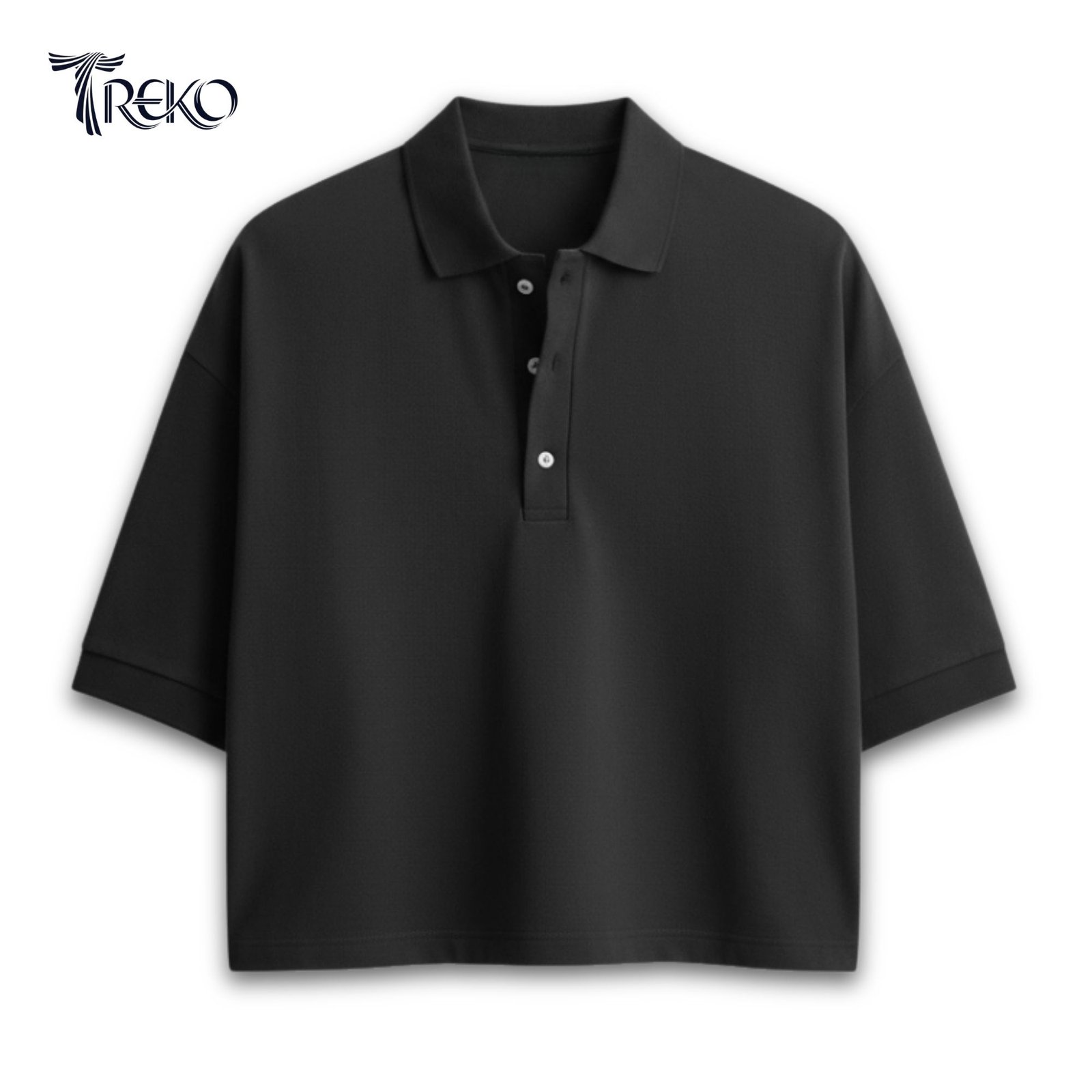 SOLID PK BOXY POLO - BLACK