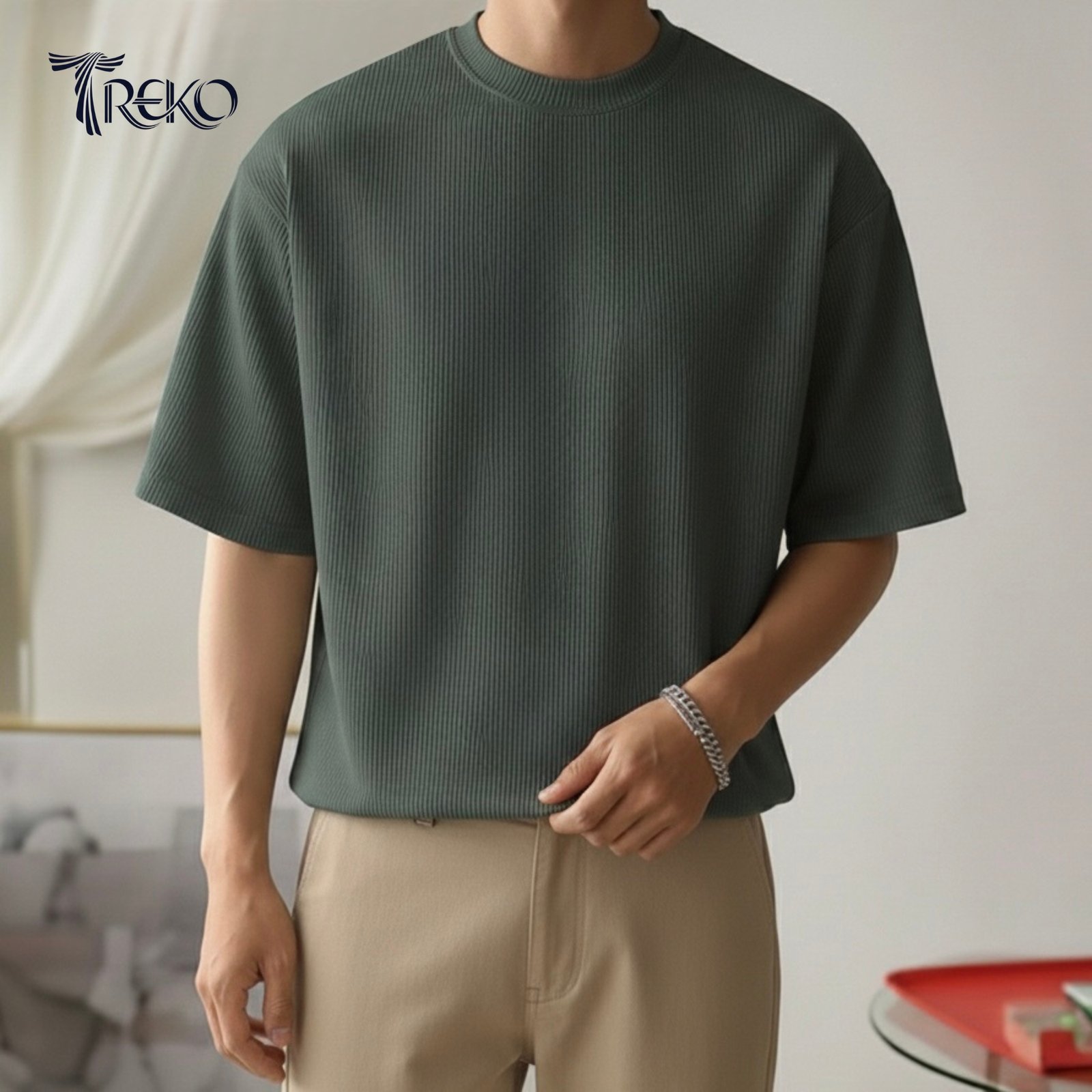 OVERSIZED DROP SHOULDER T-SHIRT – DEEP SAGE - Image 2