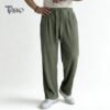 BAGGY CORD RIB KNIT KOREAN TROUSERS OLIVE