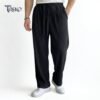 BAGGY CORD RIB KNIT KOREAN TROUSERS BLACK