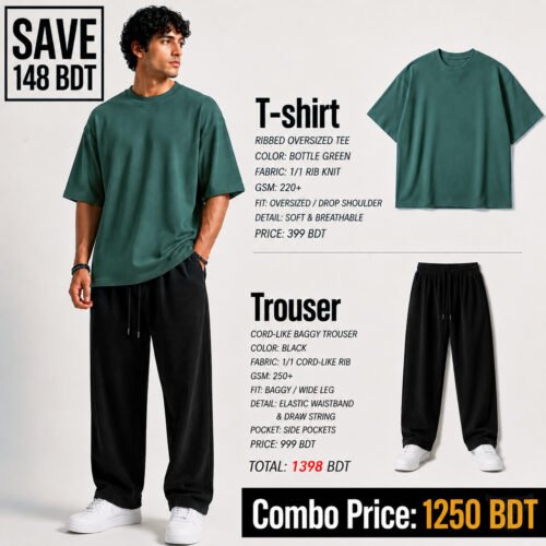 RIB SET - BOTTLE GREEN & BLACK