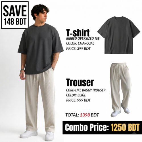 RIB SET - CHARCOAL GRAY & OFF WHITE