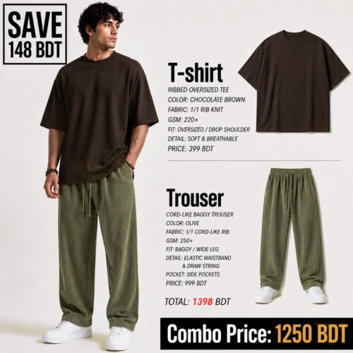 RIB SET - CHOCOLATE BROWN & OLIVE