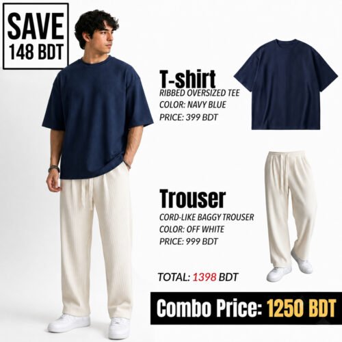 RIB SET - NAVY BLUE & OFF WHITE