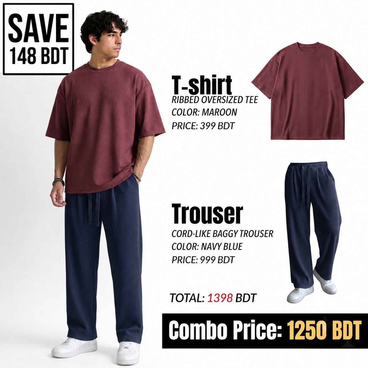 RIB SET - MAROON & NAVY BLUE