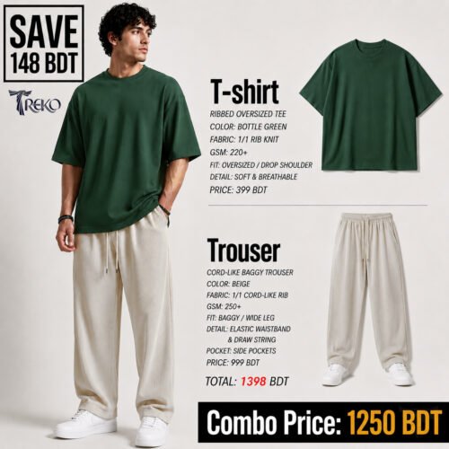 RIB SET - BOTTLE GREEN & BLACK