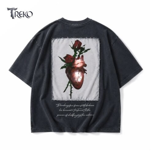 HEART OF DEFIANCE PATCH TEE CHARCOAL GRAY