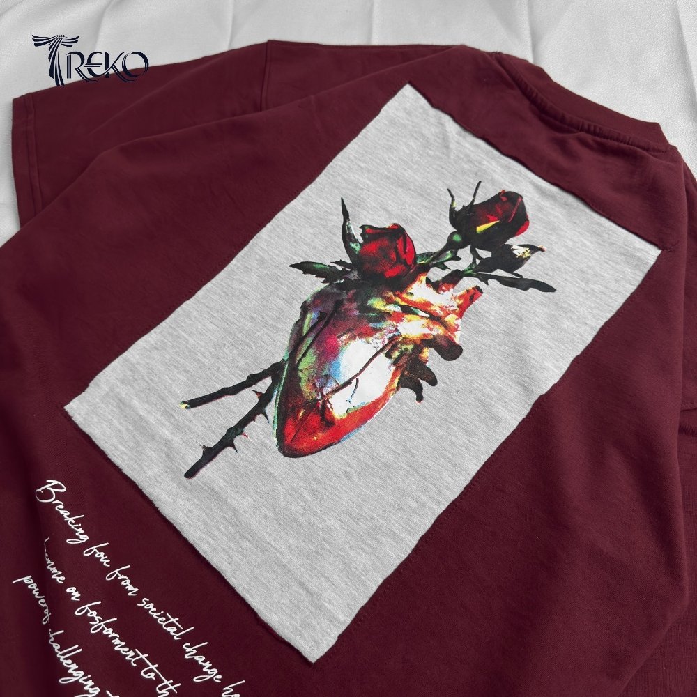HEART OF DEFIANCE PATCH TEE MAROON - Image 3