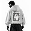 FERAL GRACE HEAVY WEIGHT PATCH HOODIE - WHITE ASH - Image 2