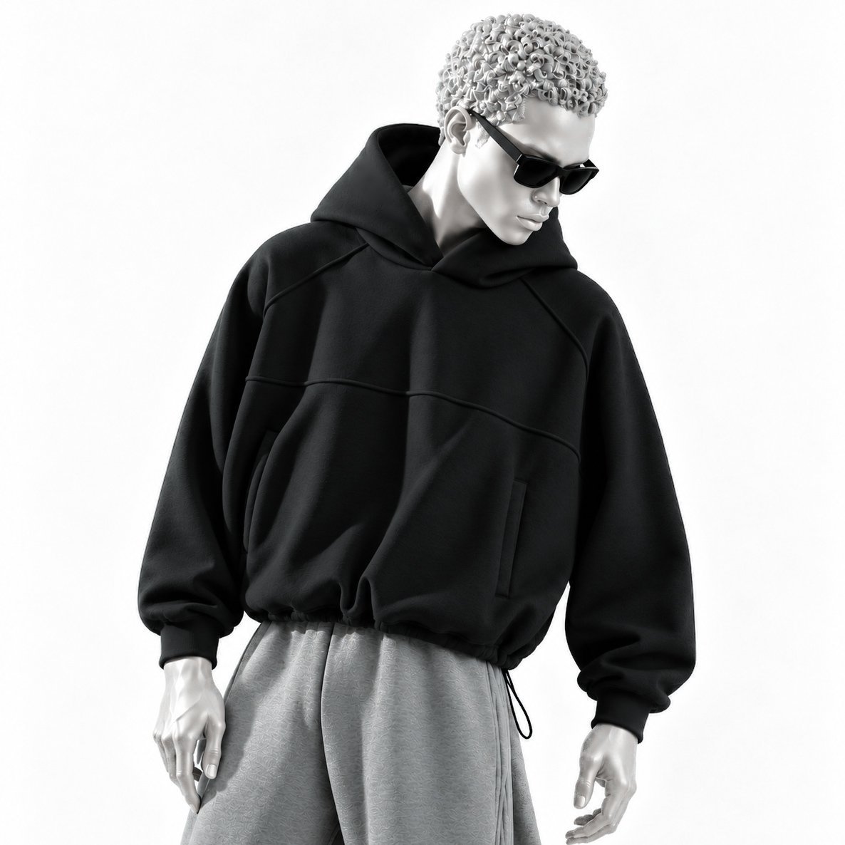 FERAL GRACE HEAVY WEIGHT PATCH HOODIE - BLACK - Image 2